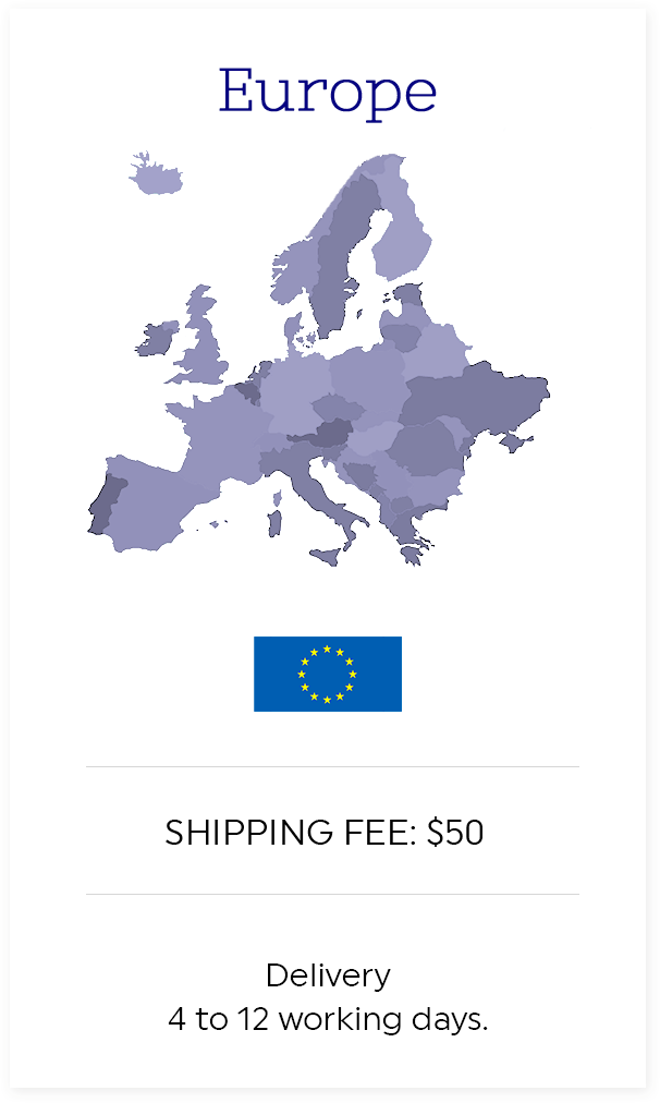 Europe - Free shipping for purchase of $300 and more - Delivery 4 to 12 working days