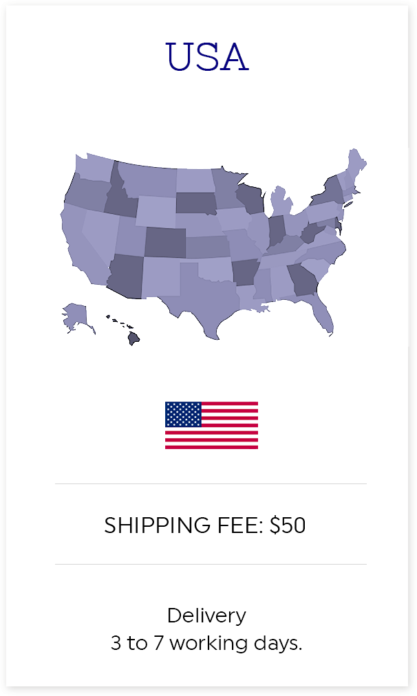 USA - Free shipping for purchase of $150 and more - Delivery 3 to 7 working days