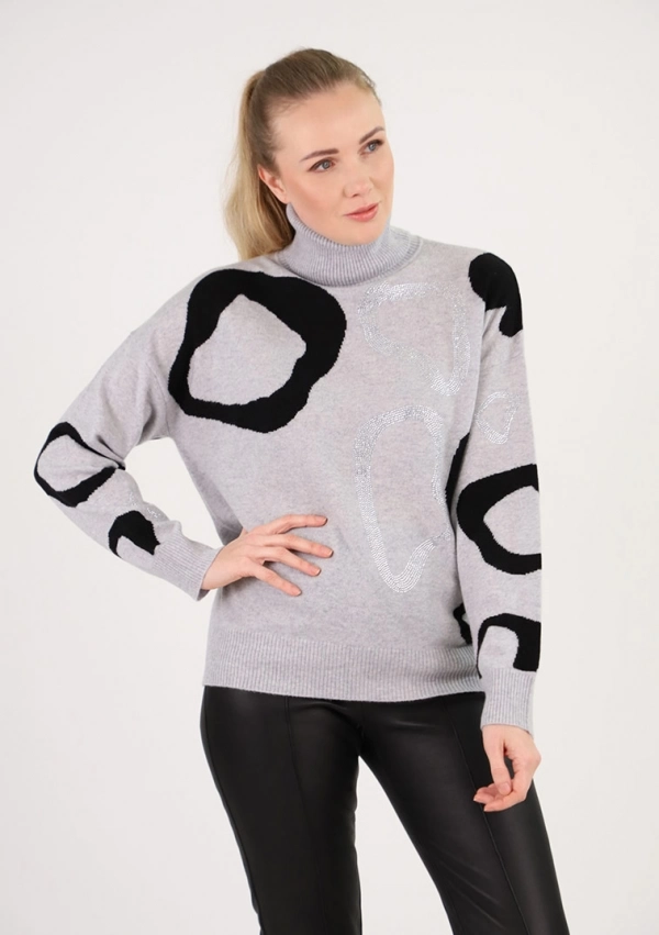 Sweaters for women - Turtleneck With Silver - Estheme Cachemire