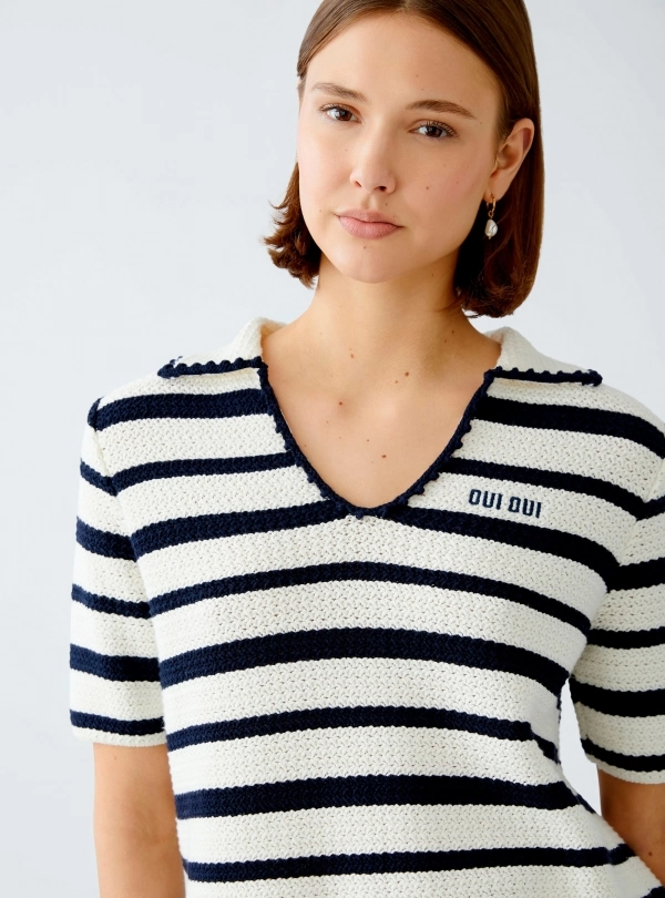 Sweaters for women - Striped Knit Sweater - OUI