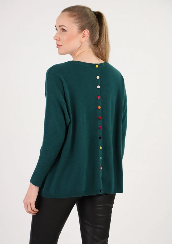 Sweaters for women - Round Neck Back Buttons - Estheme Cachemire