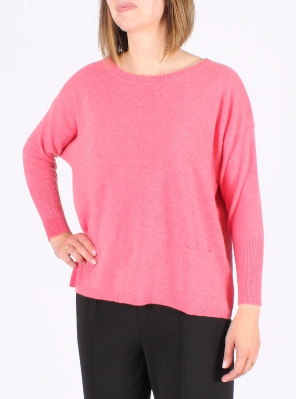 Sweaters for women - Round Neck Back Buttons - Estheme Cachemire